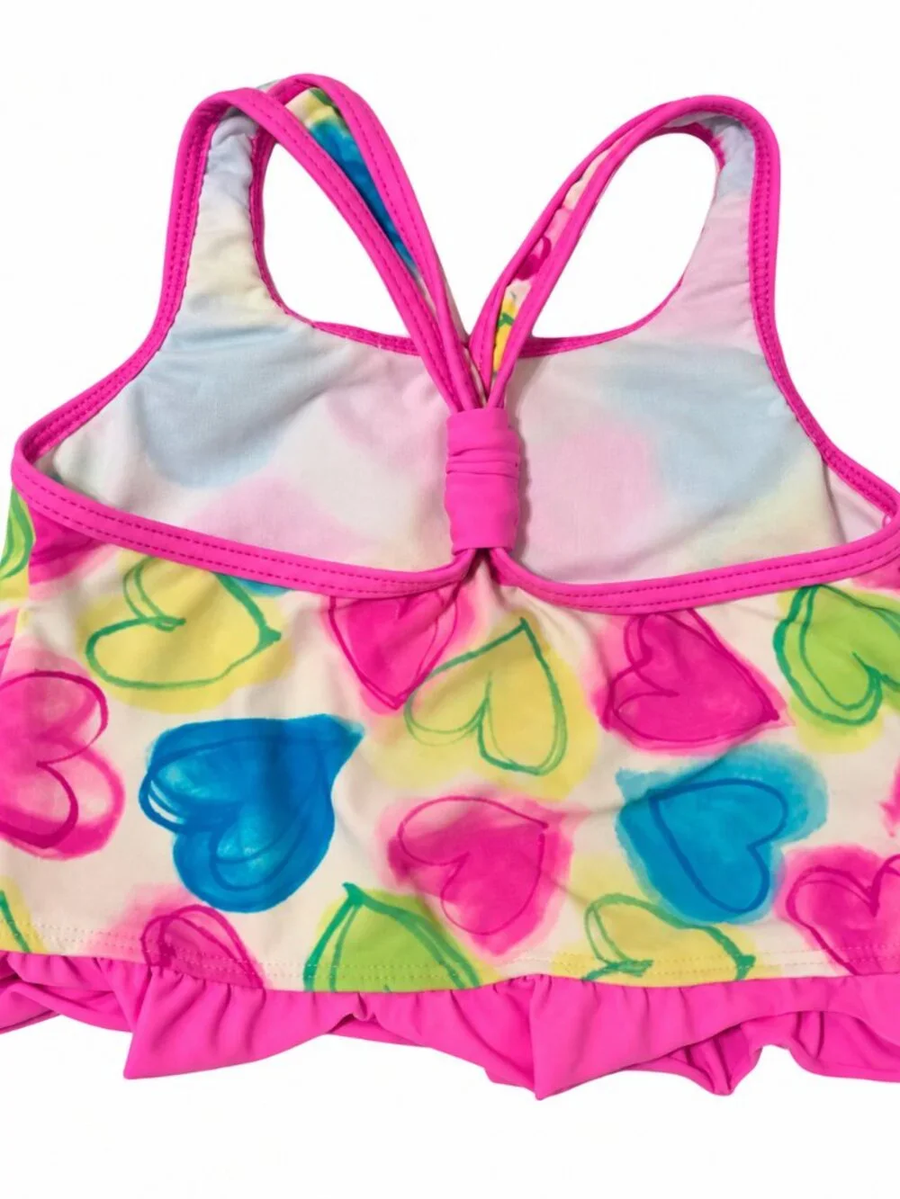 Hula Star Girls Heart Print Two Piece Tankini Swimsuit Pink Multicolor